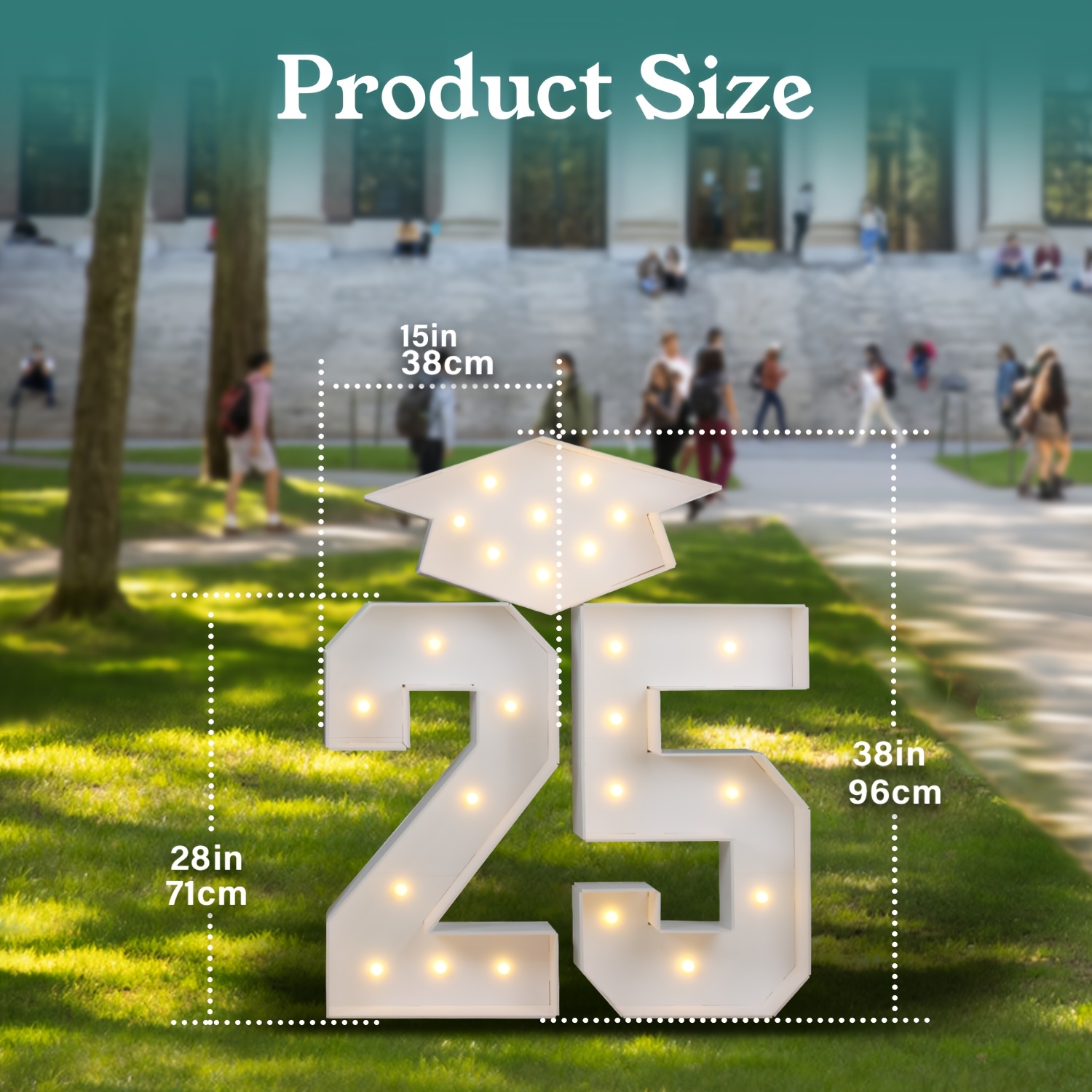 LANGXUN 3ft Black 2025 Numbers Kit, Large LED Marquee Light Up Letters For Graduation Party Decorations 2025, Class Of 2025 School Grad Party Supplies Indoor/Outdoor Home Door Décor