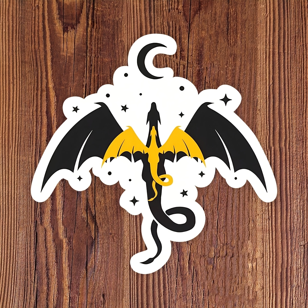 

1 Dragon Vinyl Sticker - Design With Crescent , - , Easy-to-apply On Cars, Laptops, Water Bottles, Libraries - Ideal Gift For