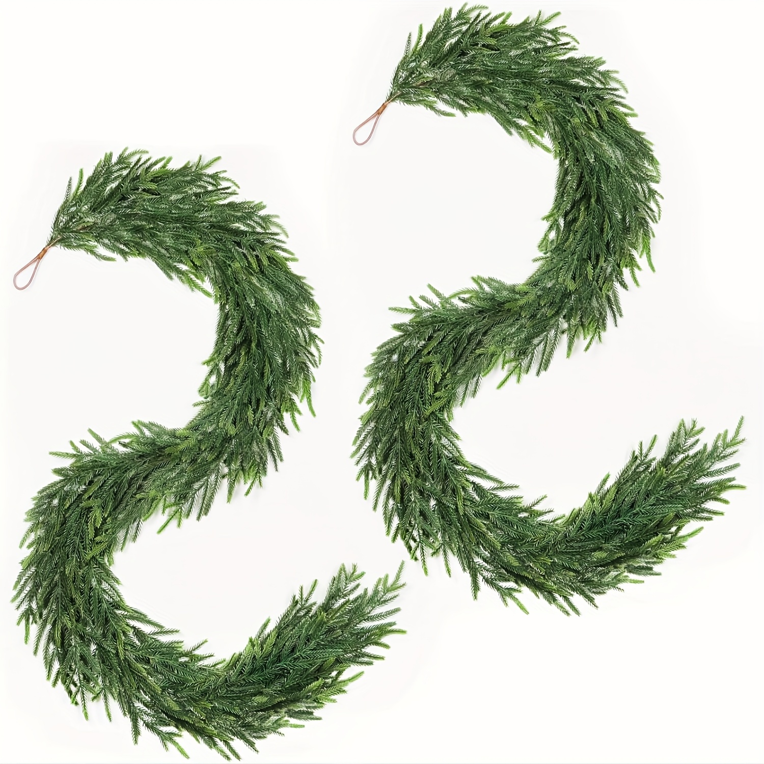 TEMU 2pc 6ft Christmas Garland, Real Touch Norfolk Pine Garland, Artificial Greenery Winter Christmas Decorations For Mantle, Fireplace, Table, Staircase, Doorway, Indoor Outdoor Garland
