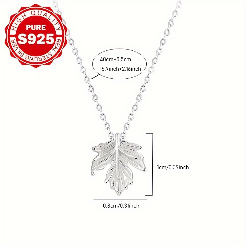 Maple Leaf Necklace, S935 Sterling Silver Design