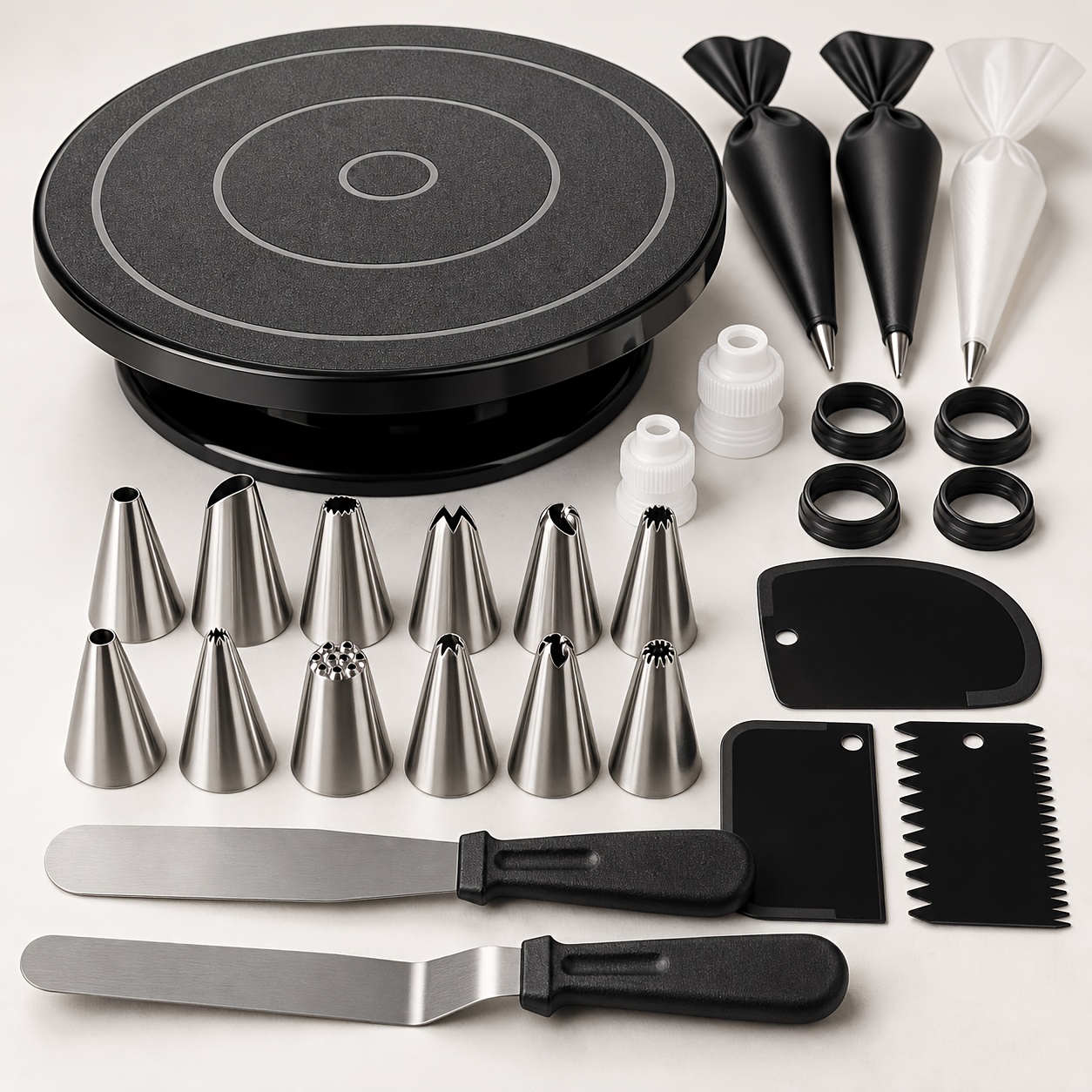 TEMU 76pcs Cake Decorating Kit With Rotating Cake Turntable, Complete Baking Supplies Set With Icing Piping Tips, Frosting Spatulas, Cake Scrapers,