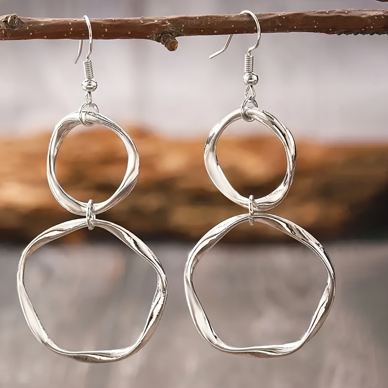 2pcs/set Minimalist Twisted Creative Hollow Circular Women's Earrings Suitable For Women' Wear