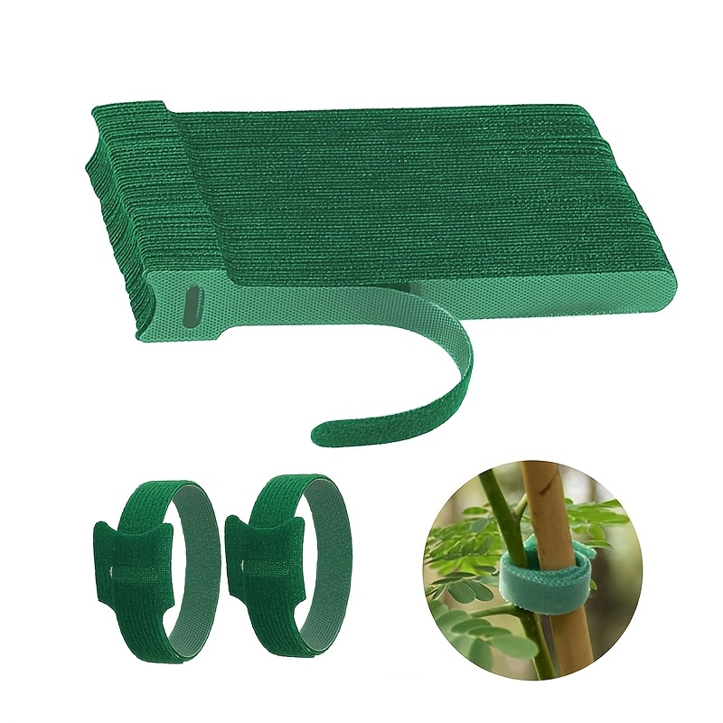 Image of 95-pack Reusable Green Nylon Plant Ties With Clips - Adjustable And Non-slip. Suitable For Climbing Plant Support, Christmas Wreath Decorations, Vines, Outdoor Use, And Shrub Tying