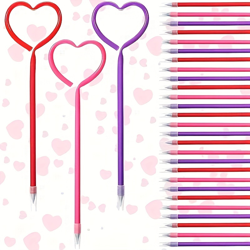 

9pcs Heart-shaped Ballpoint Pens Set, Valentine's Day Fine Instruments - Mixed Color Ballpoints For School, Office Supplies, Party Favors, And Valentine's Day Gifts