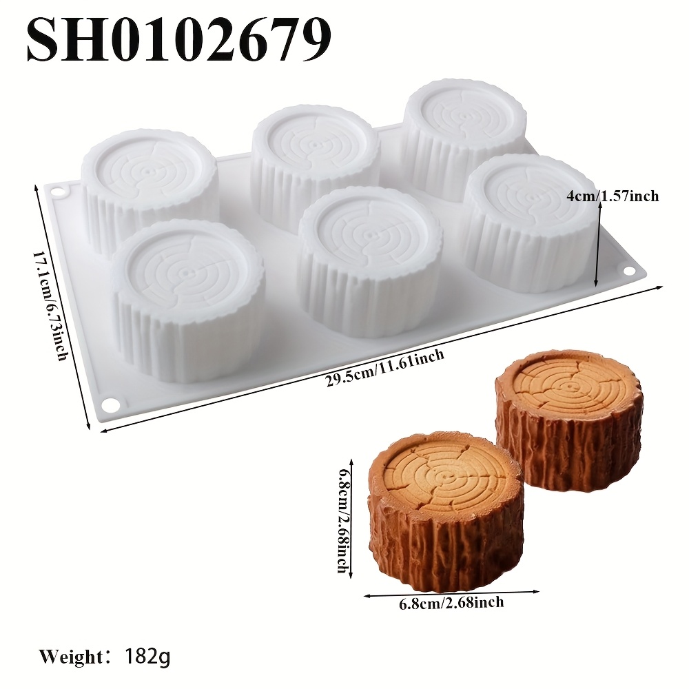 1pc 6- Cylindrical Stump Design Mousse Cake Mold, Silicone Cake Mold, Pudding Mold, Dessert Tool, Kitchen Baking Supplies