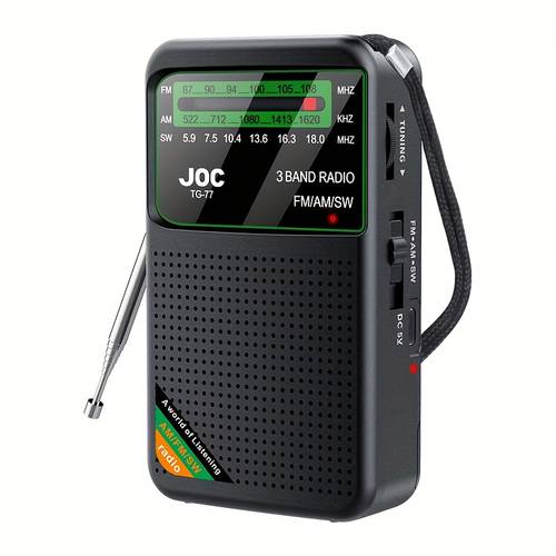 emergency pocket radio rechargeable mini fm am sw radio with hd lcd screen long range reception earphone jack portable battery transceiver for indoor outdoor camping news events black