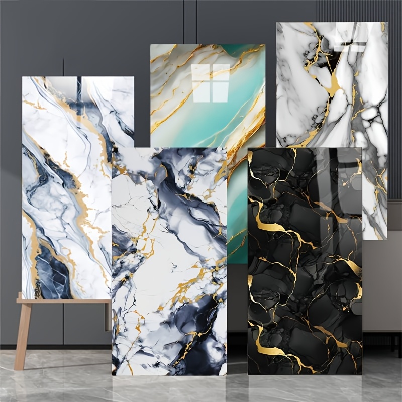 

25-pack Marble Effect Wall Stickers, 11.8x23.6 Inch Tiles, Waterproof Pvc And Pe Plastic, Themed Indoor Wall Panels For Living Room, Kitchen, Bathroom Decor