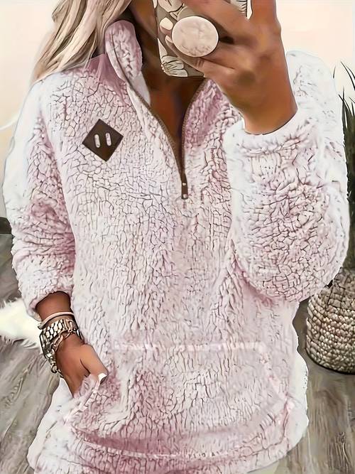 directional fashionable and elegant zipper stand collar sweatshirt top