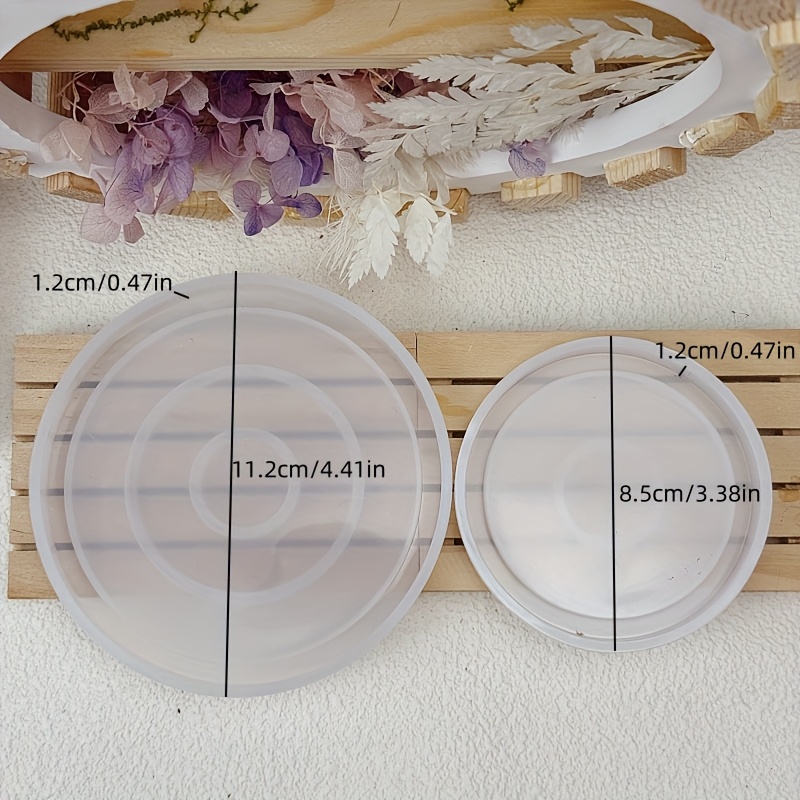 Image of Resin Silicone Jewellery Mould 2pcs/set S+l Round Coaster Epoxy Mold Circle Storage Tray Pallet Mould Handmade Gypsum Round Cup Mat Mold Home Decor Making Supplies