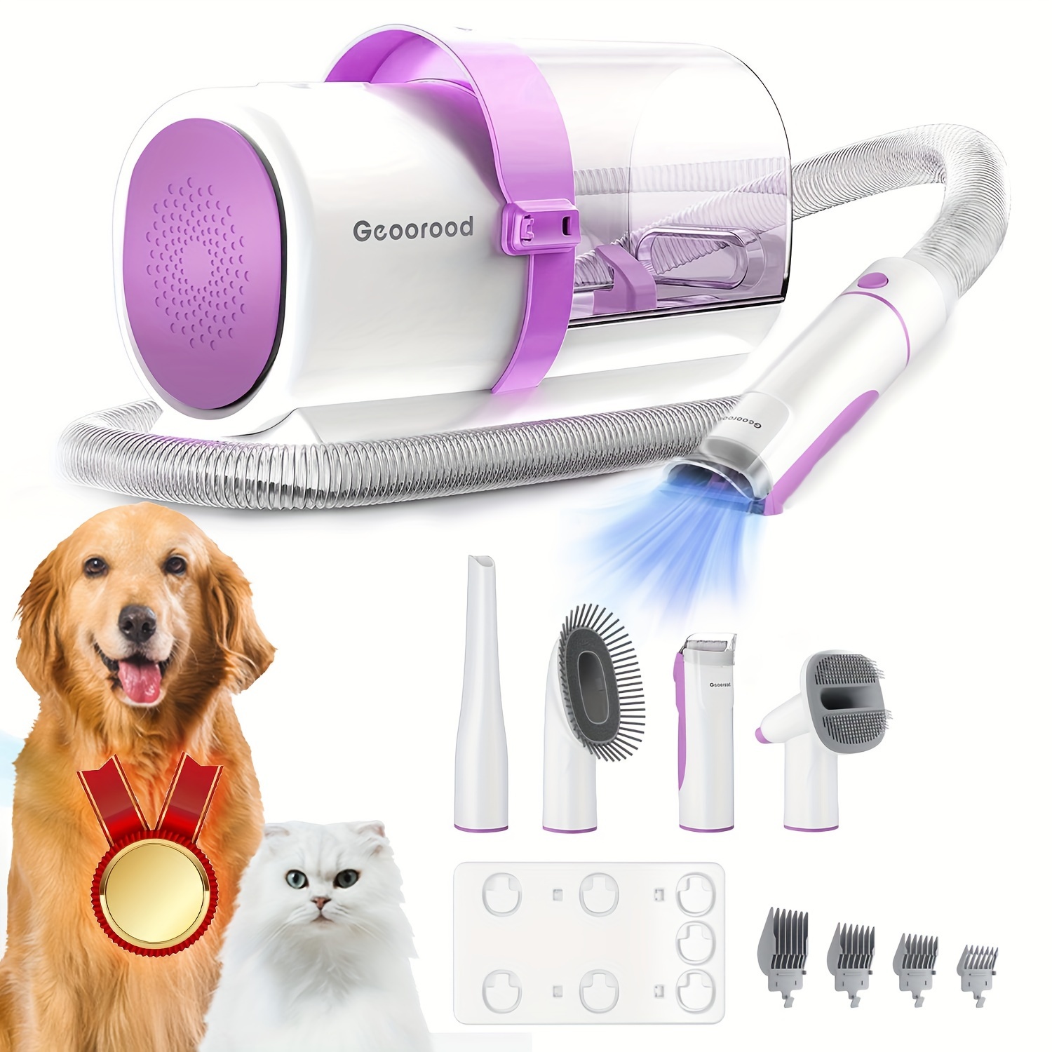 

1pc Pet Hair Vacuum Grooming Kit For Dogs And Cats, 2.5l Large Capacity Dust Cup, Easy Cleaning, Includes Multiple Attachments And Brushes For All Pet Sizes