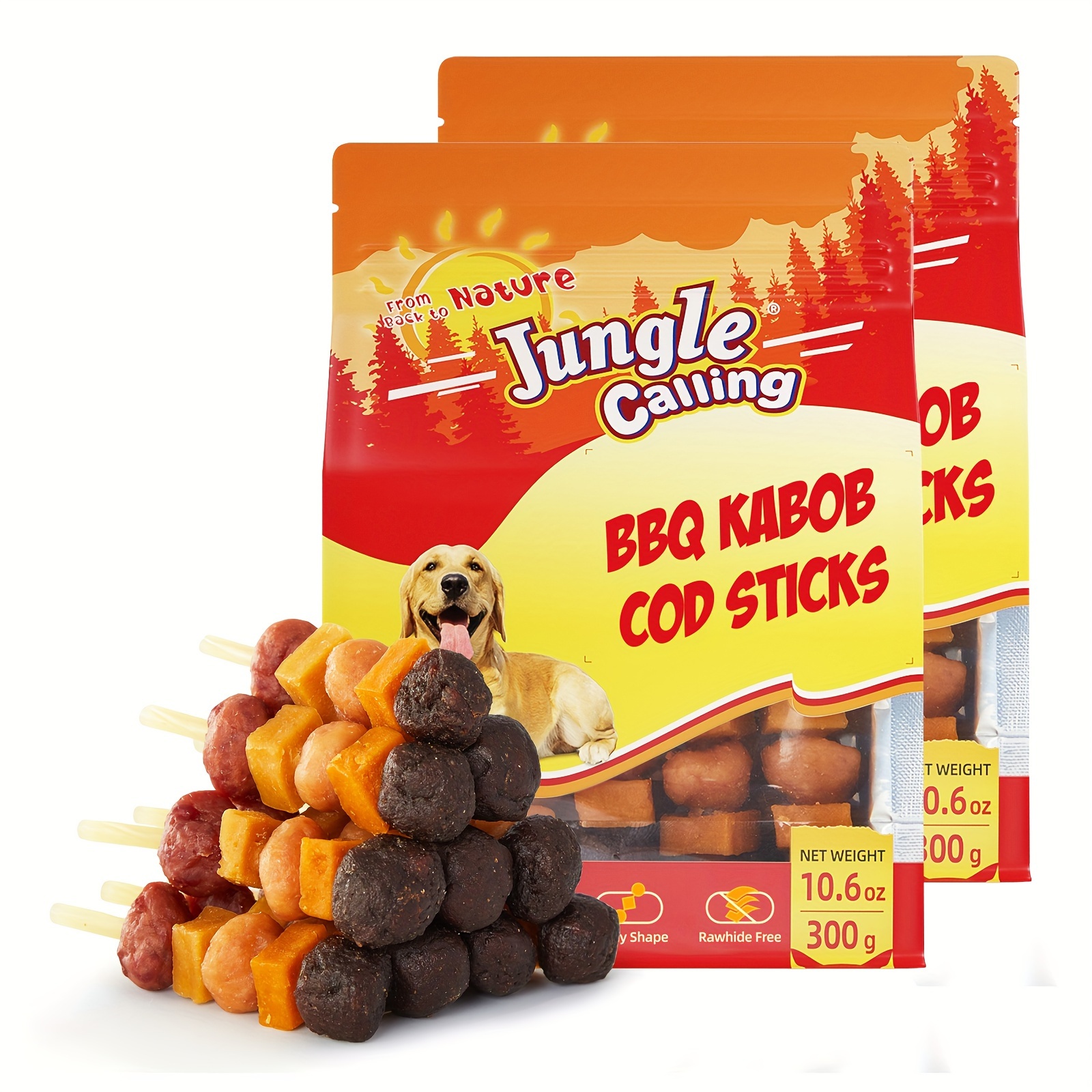 TEMU 10.6oz, 21.2oz, 31.8oz, Dog Treats, 6 Flavor Dog With Cod, Free Dog Chews, Made With Chicken, Duck, Beef, Sweet Potato And Pumpkin, Cod Sticks For Dogs