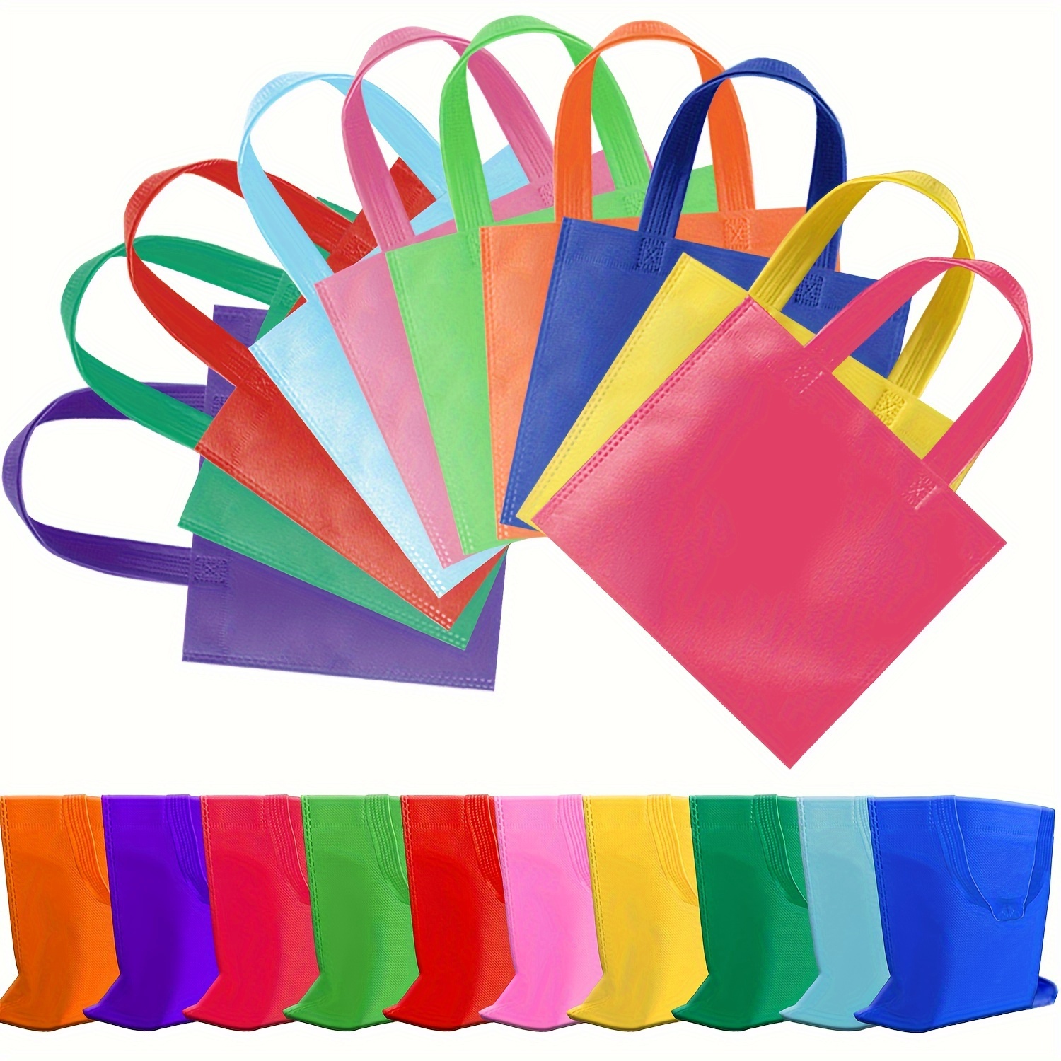 

Set Of 10 Canvas Tote Gift Bags - Non-woven, Vibrant, Reusable, Durable For Party Favors, Birthday, Wedding, Small Business Supplies, And Crafts