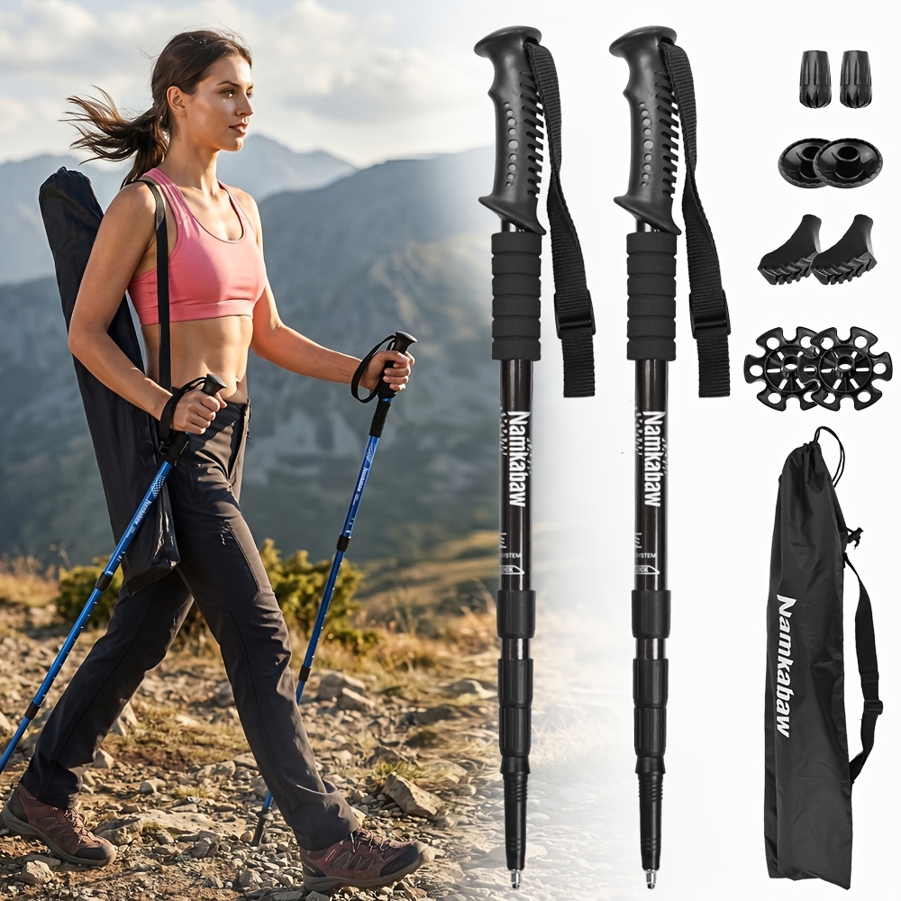 TEMU 2 Namkabaw Aluminum Alloy Trekking Poles, Durable Adjustable Trekking Poles For Men And Women, Essential For Outdoor Travel And Hiking,