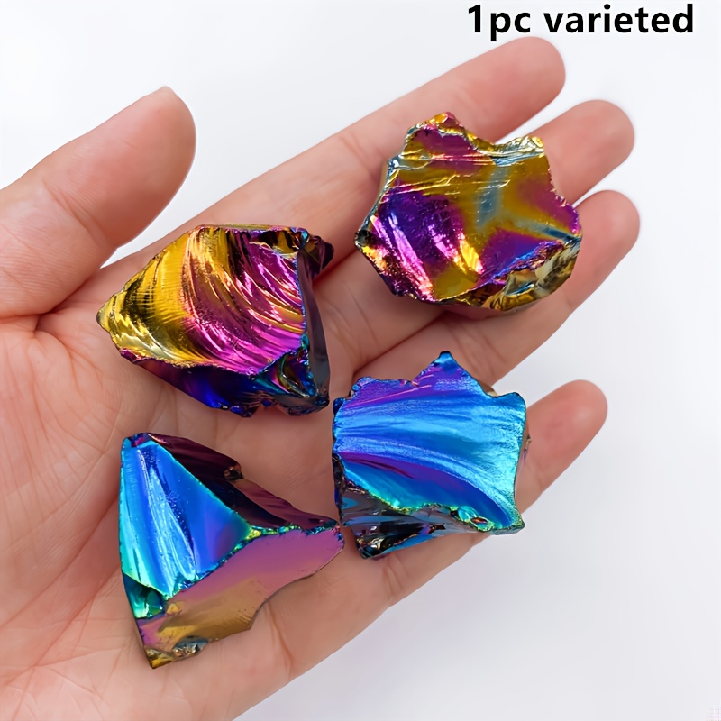 E-shop ./200g Funkelnder bunter Aura-obsidianstein - Perfektes Geschenk für Frauen und Freundinnen, Einzigartige Schreibtischdekoration, Beste Wahl für