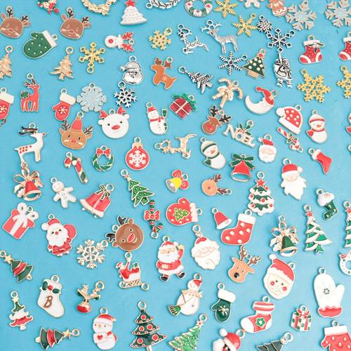 38 50 100pcs christmas series drip oil alloy enamel pendants jewelry additions christmas snowman bell reindeer earrings necklace bracelet keychain handbag pendants christmas gift gift packaging decoration size 10mm 25mm