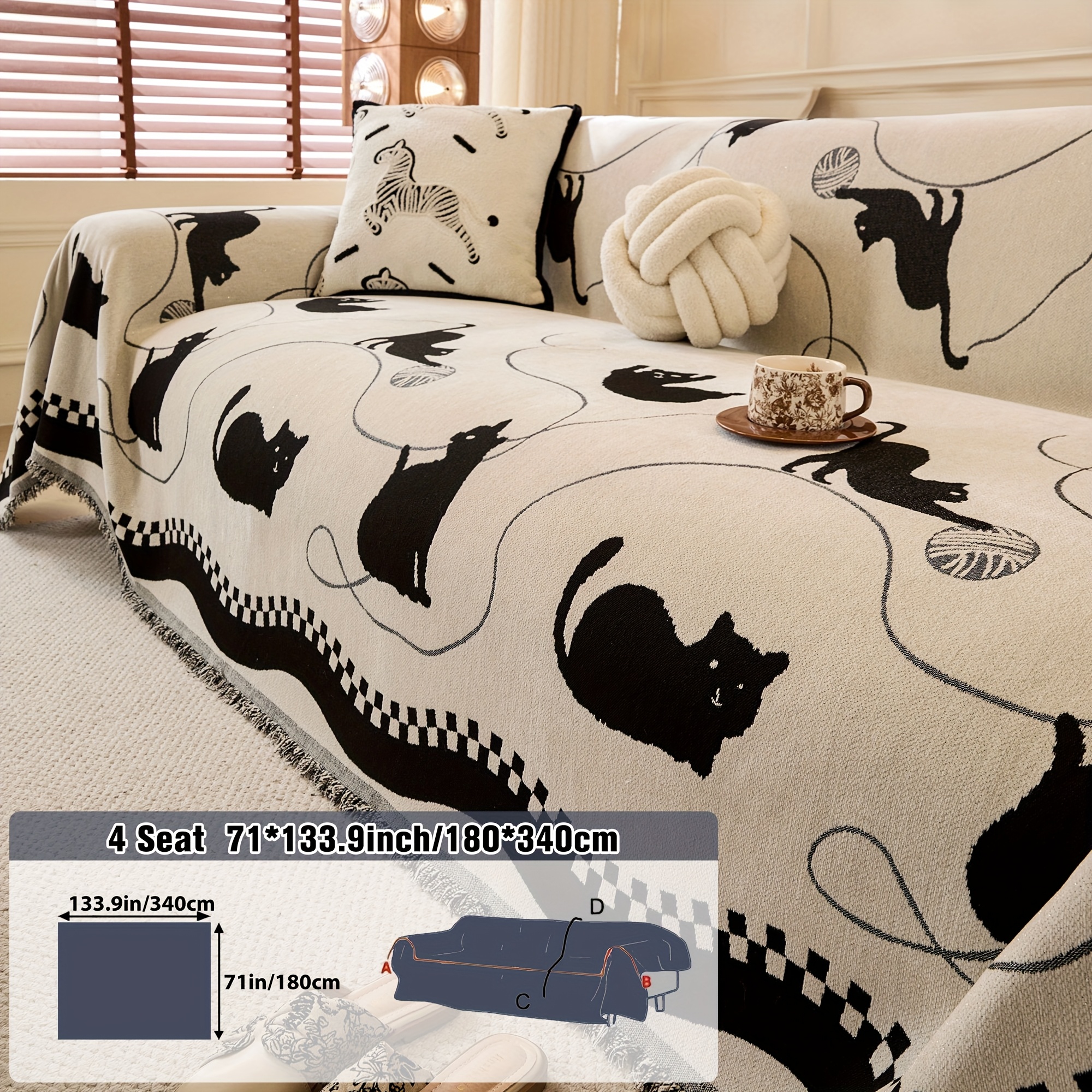 TEMU 1 Housse de canapé protectrice pour animaux de compagnie multicolore, de haute qualité, moderne, antidérapante, en chenille