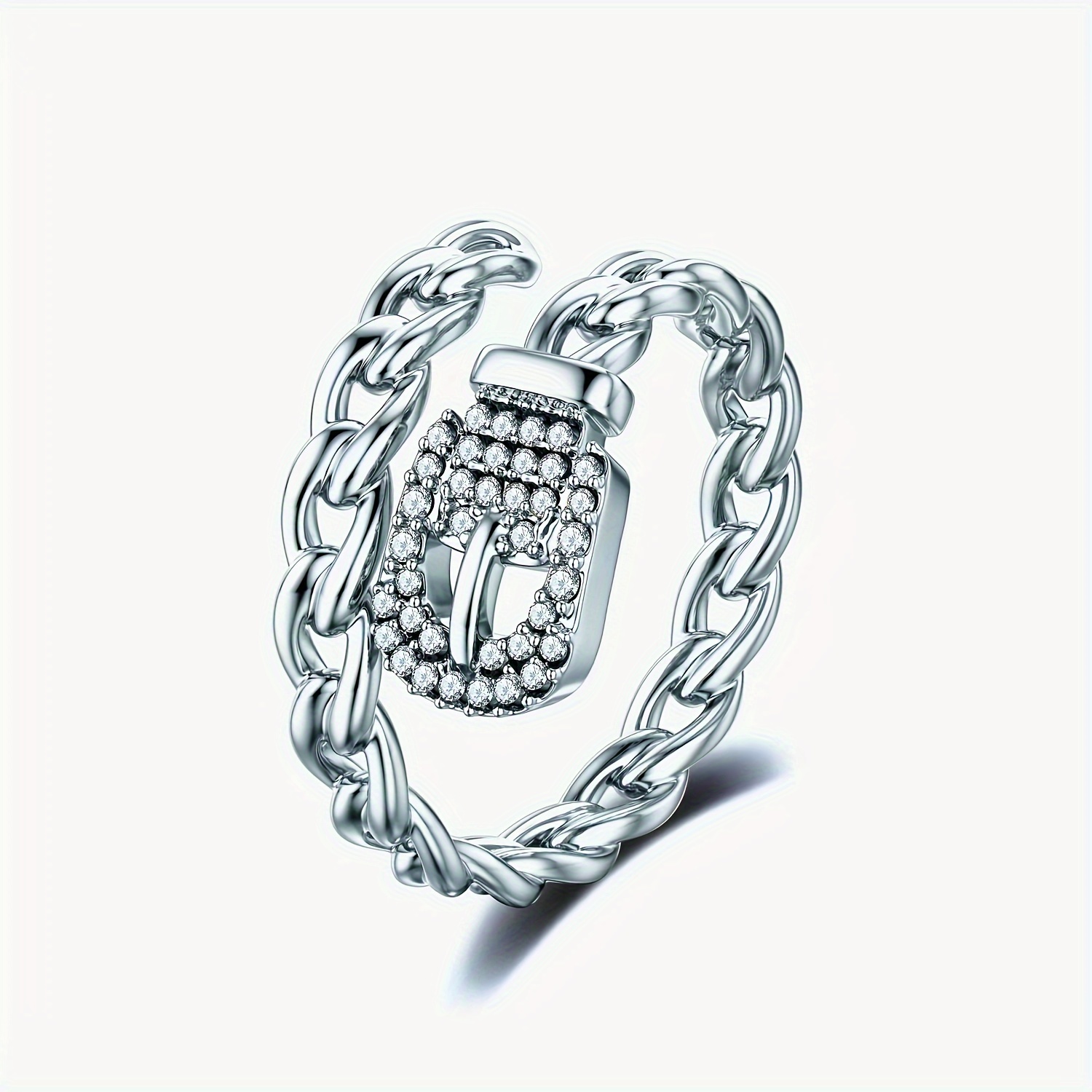 Adjustable Belt Buckle Ring with CZ Copper Oxidized