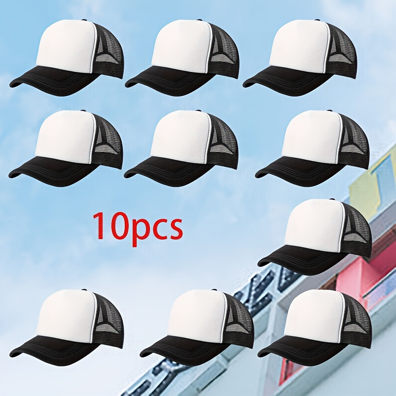 10pcs Custom DIY Pattern Printed Mesh Baseball Caps, Unisex
