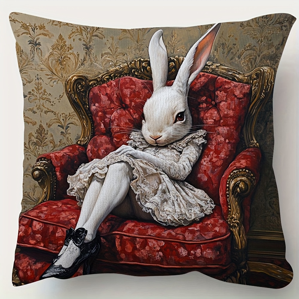 TEMU 1pc, Double-side Short Pillow Case, Lapin In Throw Pillow Covers, 18inchx18inch, Suitable For Sofa, Living Room, Bedroom, Office Home Decor, No