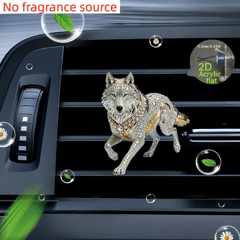 TEMU 2d Flat 1pc Wolf Pattern 2d Plane Acrylic Car Vent Decoration, Car Air Freshener, Fashion Acrylic Car Accessory, Trendy Interior Decor,