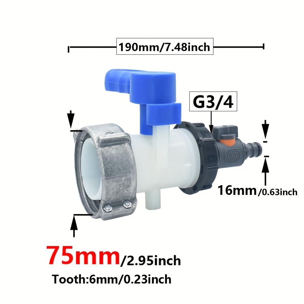 Image of Ibc Water Tank Connector S60 75mm To 16mm Valve Faucet Garden Irrigation Hose Connector Tap Fittings For 1000l Outdoor Ton Rainwater Collection Bucket