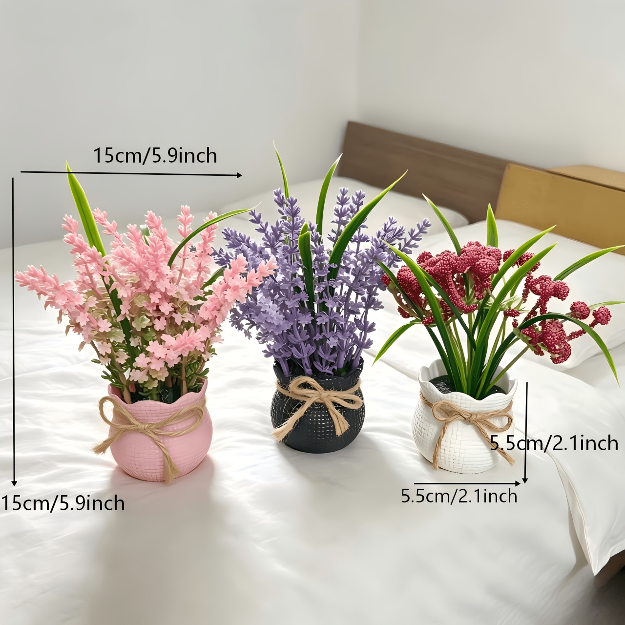 3 Pots of Artificial Potted Small Flowers, Mini Fake Flowers Desktop Home Ornaments