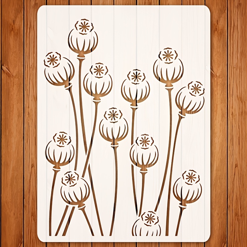 TEMU Plantilla floral A4 - Plantilla de flores, Plantilla de ramo de , Plantilla de dibujo reutilizable, Adecuada para manualidades DIY, de pared,