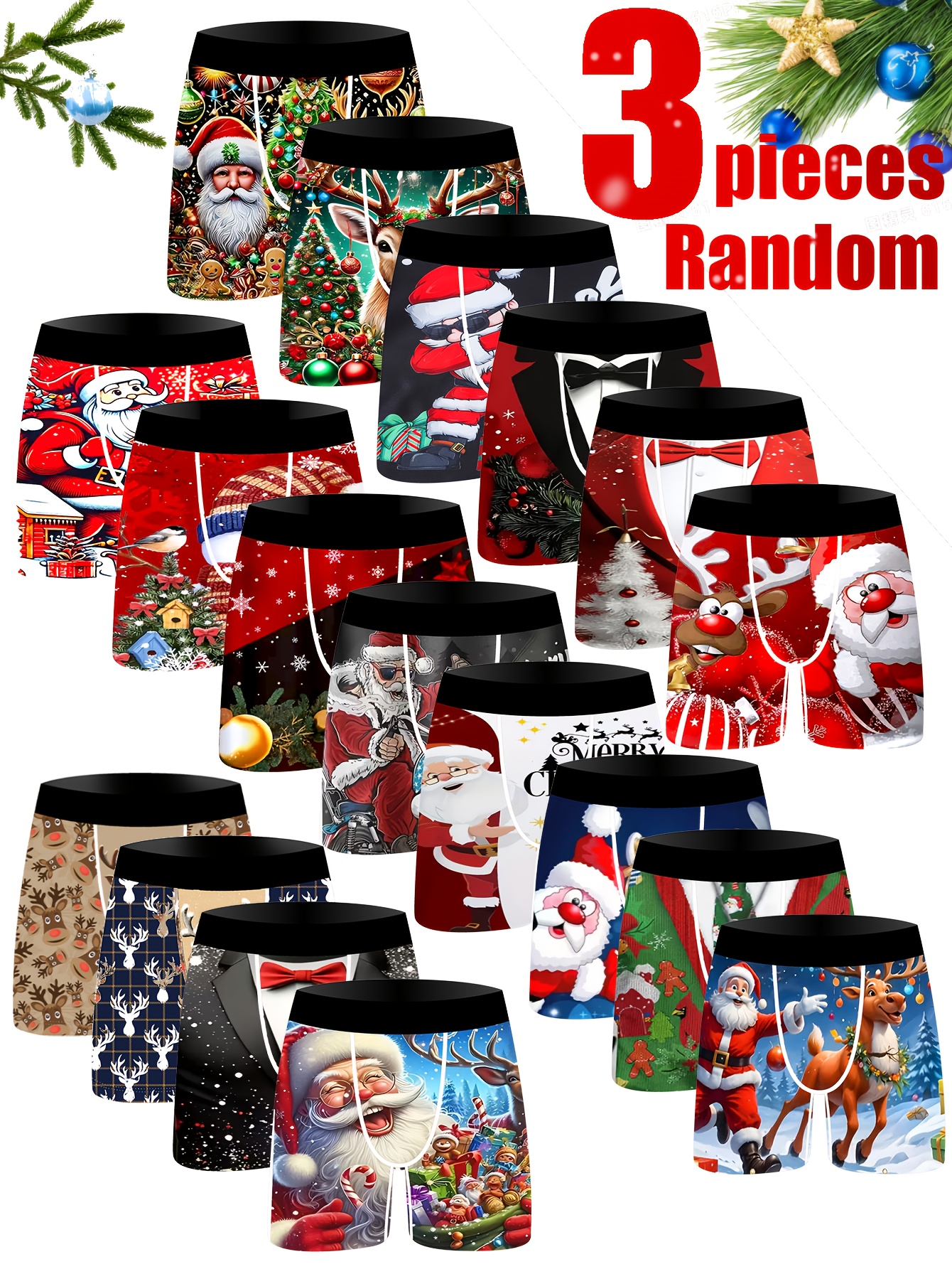 3-Pack Men'S Ice Sliky Fiber Fabric Boxer Briefs - Stretchy, Breathable, Comfortable Underwear with Cartoon Print