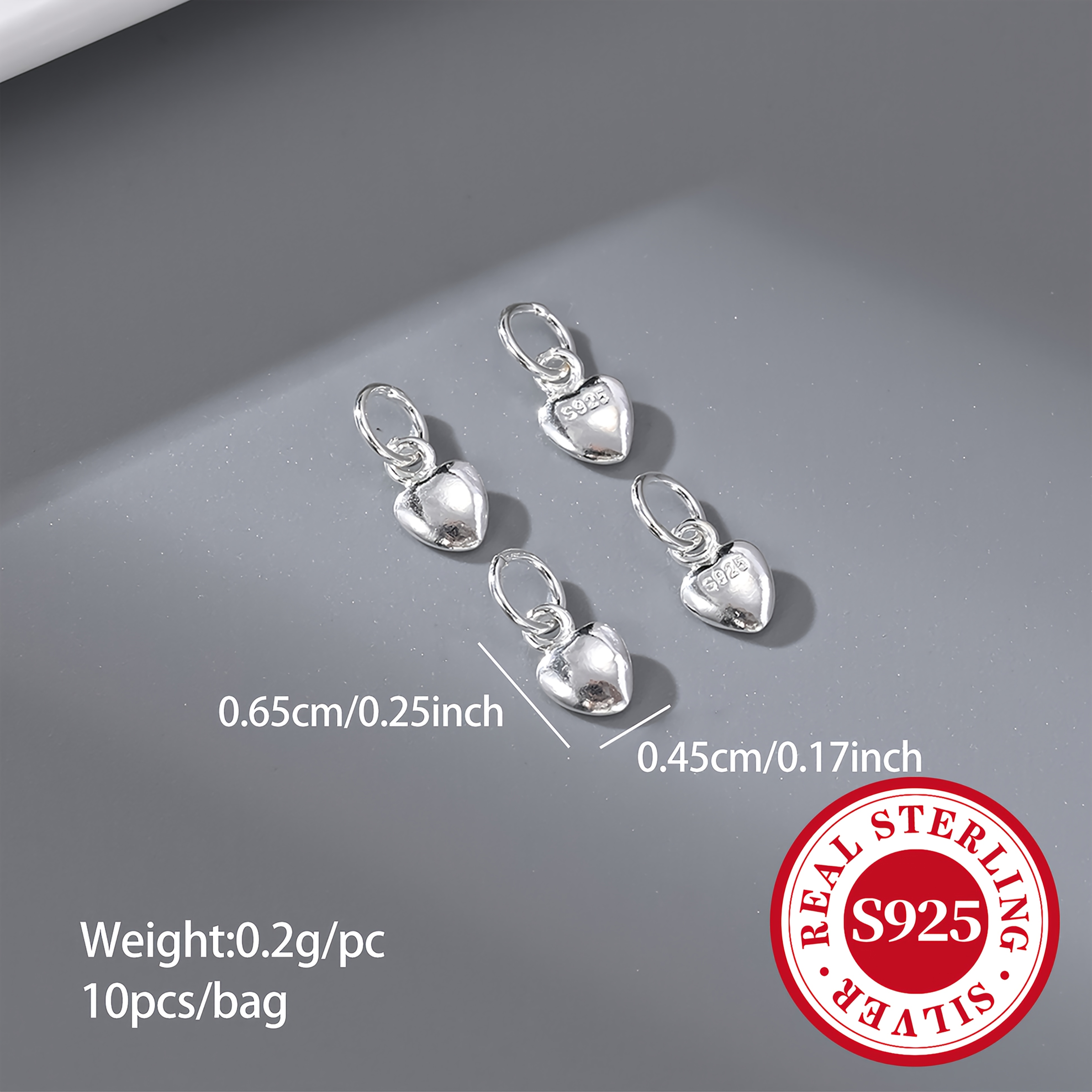 Image of 10pcs/pack S925 925 Circle Heart Pendant Glossy Heart Pendant Multi-specification Bracelet Necklace Jewelry Additions