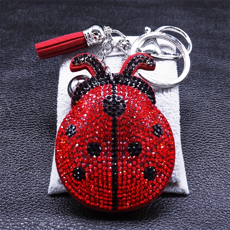 

Elegant Ladybug Tassel Crystal Keychain - Chic Metal Bag Accessory For