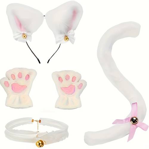5pcs cute dress up additions props white cosplay play costume set for costume theme valentines day theme birthday gift valentines day gift for