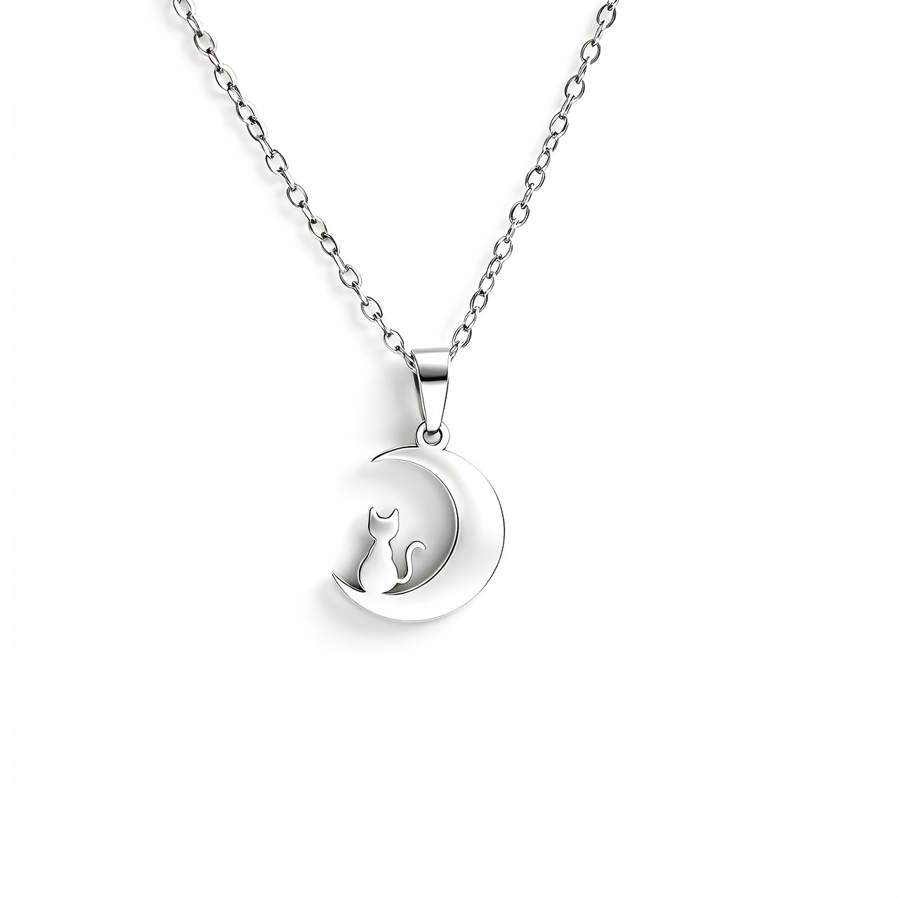 TEMU Collier avec pendentif et chaton en acier inoxydable 304 hypoallergénique, adapté à un port par et les femmes, cadeau de fêtes, cadeau de la