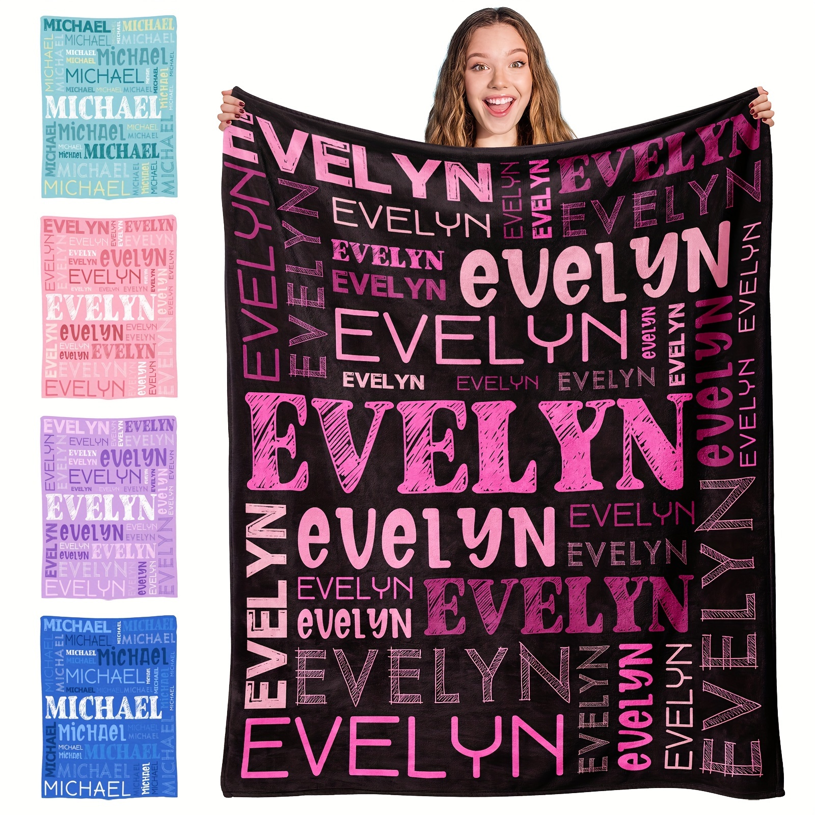 

Personalized Name Blanket - Customizable For Female Or Male Names - Birthday Gifts -christmas Beding Gift -thanksgiving Decor Gifts - Soft And Comfortable - Suitable For Bedroom, Sofa, Or Room Decor