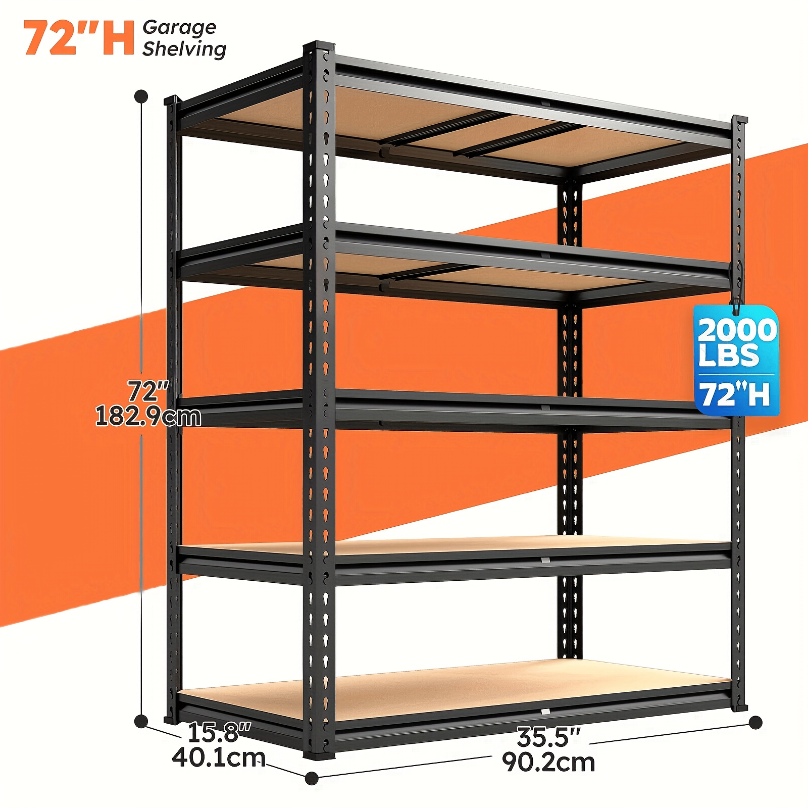 TEMU Heavy-duty Industrial Metal Storage Shelves 72"h, Adjustable Height Shelving Unit Suitable For Garage, Warehouse, Kitchen, Basement - Easy