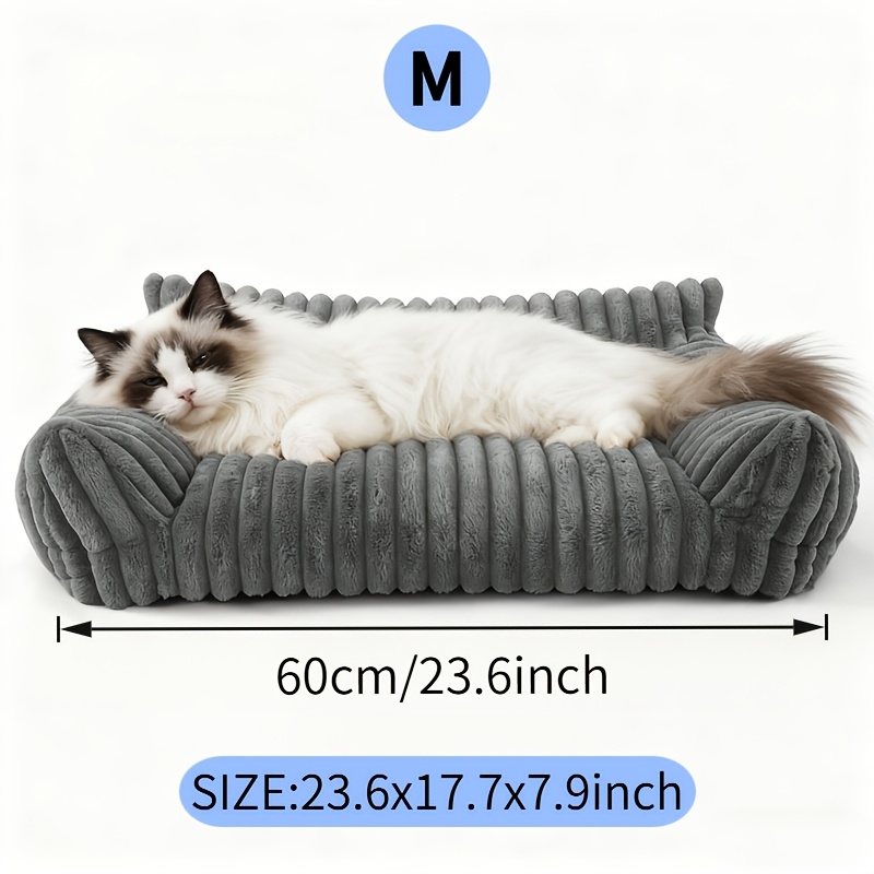 Temu – TEMU Cute Cat Couch For Pets – Fluffy Cat Beds With Corduroy Fleece, Fuzzy Cats Beds For Indoor Cats With Removable Washable Cover, Supportive Pet