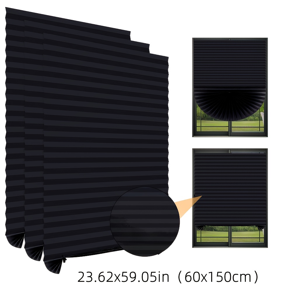 TEMU 1pc Pleated Blinds, No Drilling Required, Fixed With Clips, Semi-transparent Sunshade Blinds, Suitable For Doors And Windows