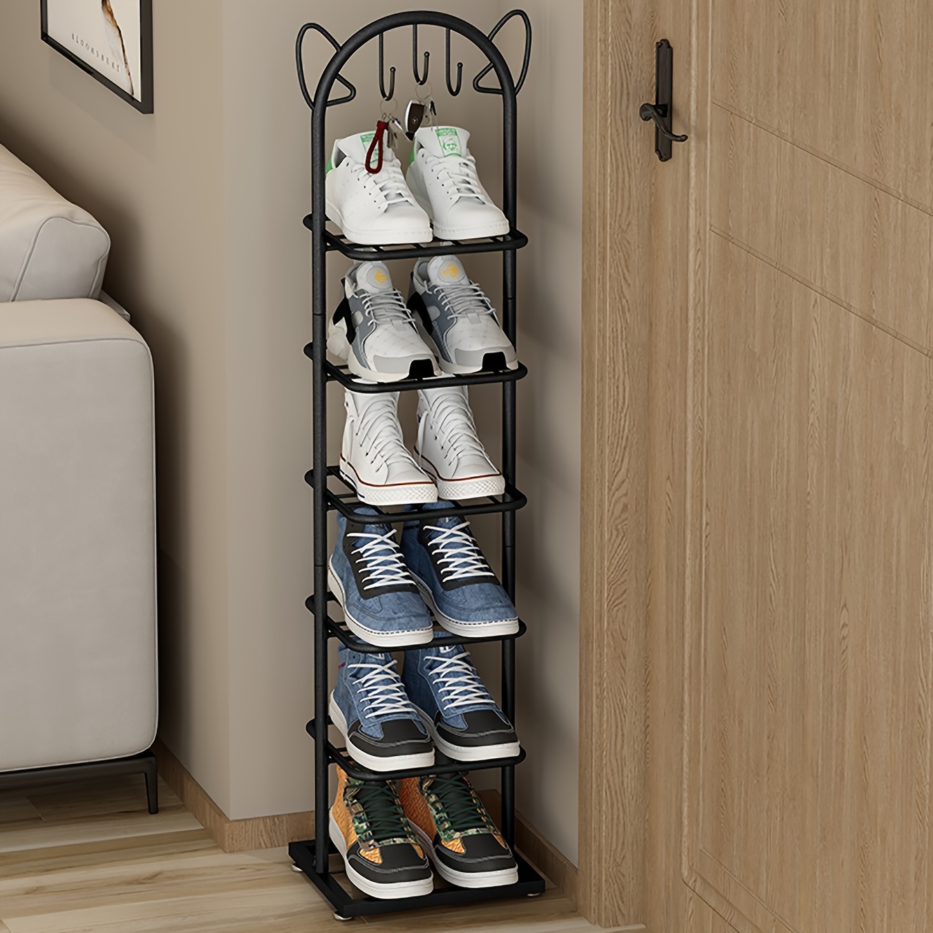 Soporte para zapatos de 4 capas, estante para zapatos práctico y plegable,  ajustable para armario de entrada