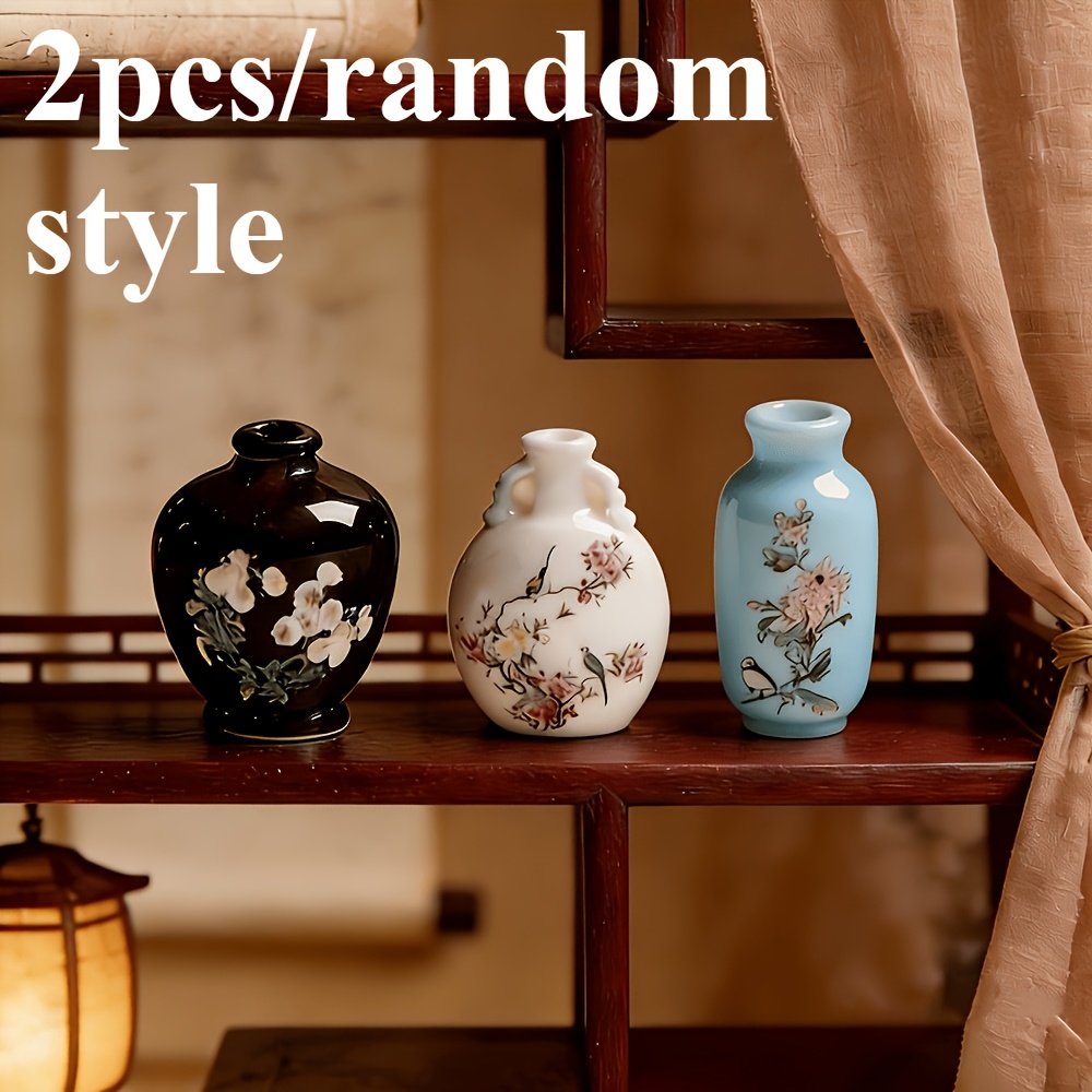 TEMU 2 Mini Vases de Style Chinois, Ornements Miniatures de Décoration de Pièce, Accessoires de Photographie, Accessoires de Fête de Jeu de Rôle,