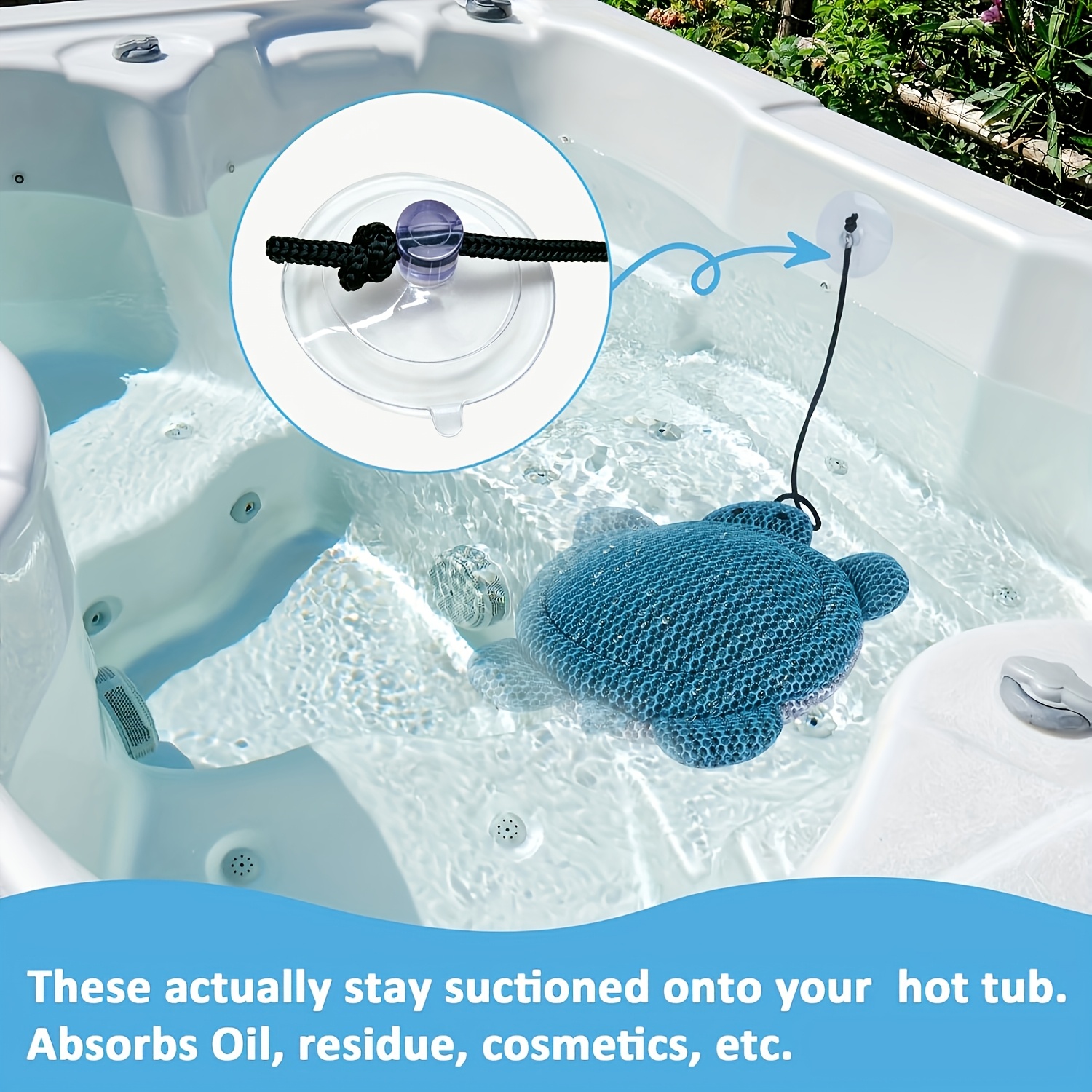 Image of 1pc Absorber And Turtle Absorber: Hot Tub Cleaners For Soaking Up Oils. Our Reusable And Washable Sponges Are Designed For Spa And Pool Absorption, Ensuring Water Quality.