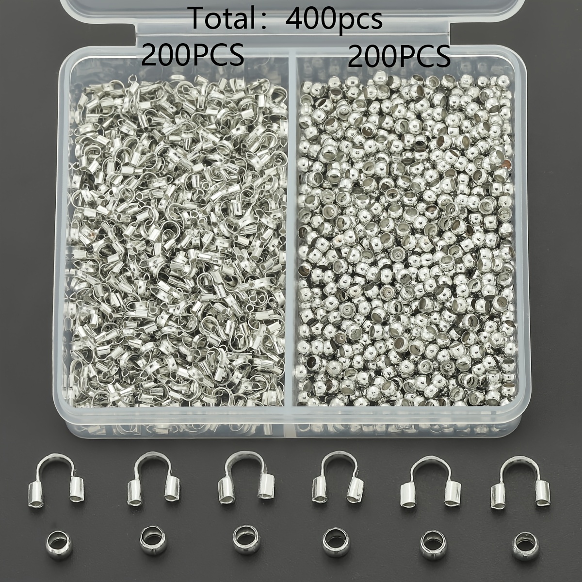 TEMU Set de piezas para hacer joyas K , 200pcs/400pcs/, que cuentas de posicionamiento, cierres de U, adecuado para tejido artesanal de joyas,