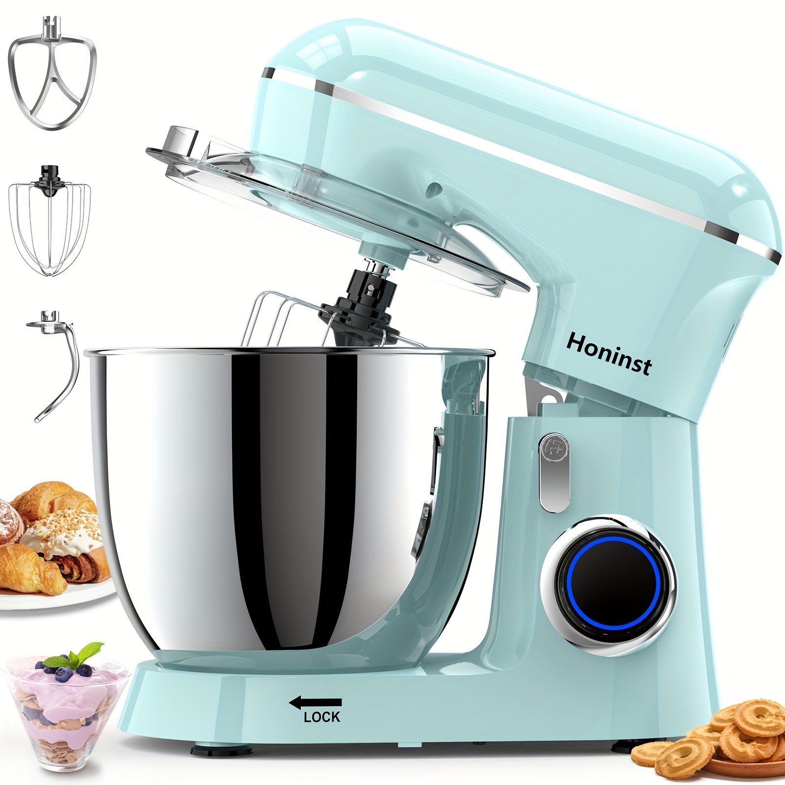 Image of 3-in- Food Stand Mixer With 10+ , Powerful Motor, 6.5 Qt Mixing Bowl - Includes Whisk, Dough Hook, Beater For Perfect Baking Experience, Baking Essentials, Stand Mixer For Kitchen, Christmas Gifts