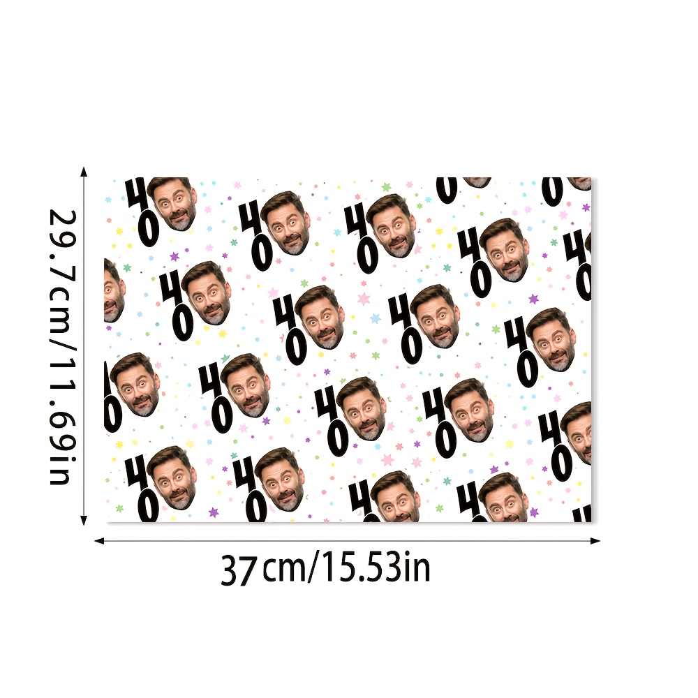 TEMU 3 Rolls Personalized Birthday Face Photo Wrapping Paper - Custom Funny Photo Gift Wrap With Vibrant Colors & , High-quality Paper For Diy Gift