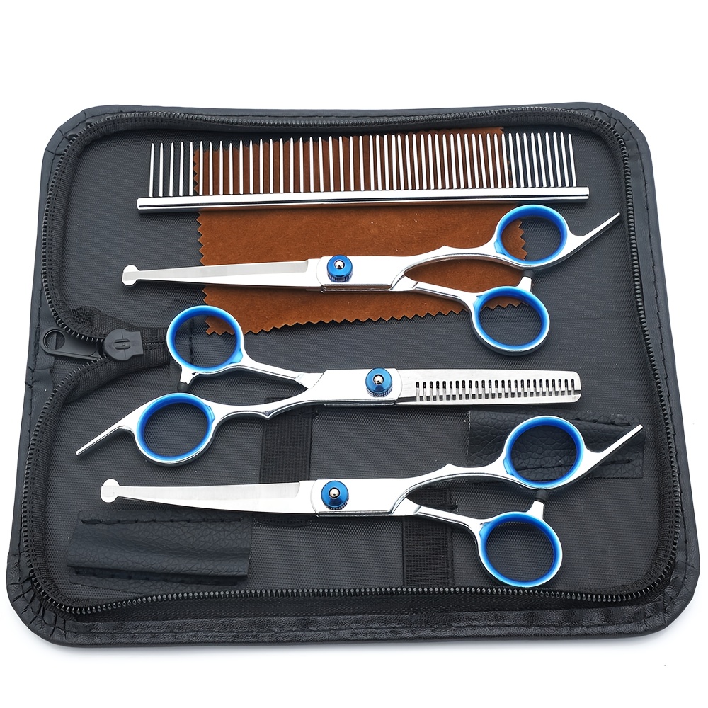 Image of Advanced Dog Grooming Scissors, Professional Dog Clippers For Safety Round Head, Thinning Shears, Pet Cat And Dog Grooming Kit