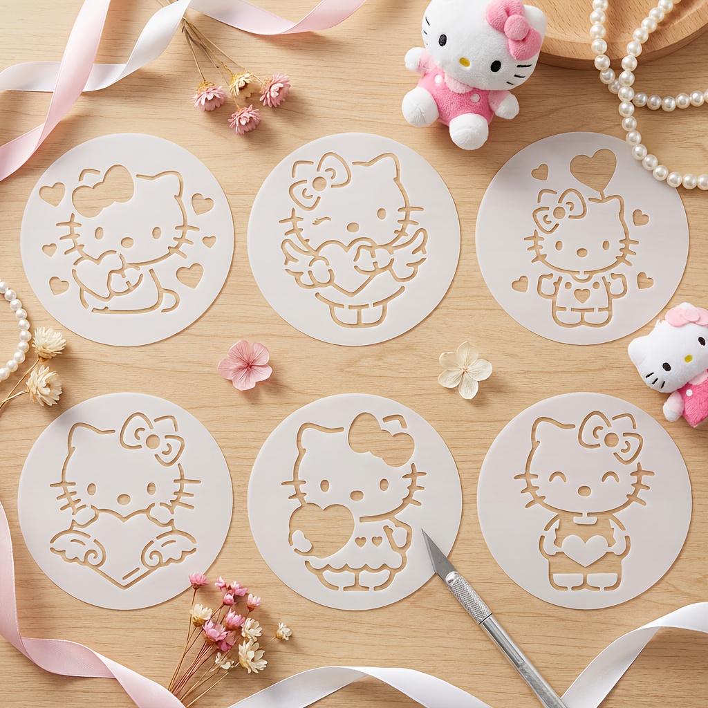 Image of Hello Kitty Craft Templates, Painting Stencils, Suitable For Wall Decoration And Art Projects, Reusable Templates, Easy-to-use Home , Craft Supplies