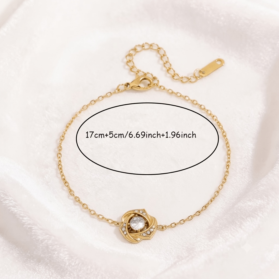 Light Luxury 3D Stainless Steel Rose Inlaid Bracelet