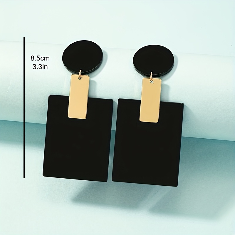 Modern Minimalist Black and Golden Geometric Earrings