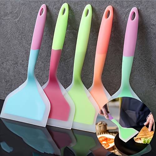 one random multi functional silicone spatula in non stick and heat resistant suitable for cooking stirring and barbecuing making pancakes steaks and barbecue food