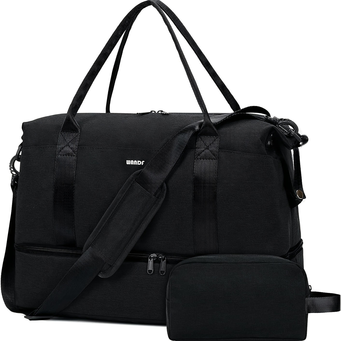TEMU Cabin Bag For Underseat Travel Bag With With Shoes Compartment Extra Shoe Bag & Toiletry Pouch Carry On Hand Luggage Weekender Bag For Women And