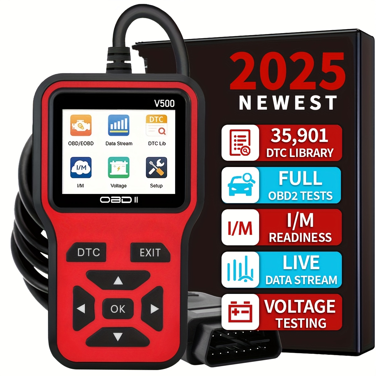 

2024 Advanced Scanner – Diagnostic Code Reader With Engine Reset, Live , And Battery Voltage Test For All Obdii/eobd Vehicles Post-1996, Usb Powered, Abs Construction