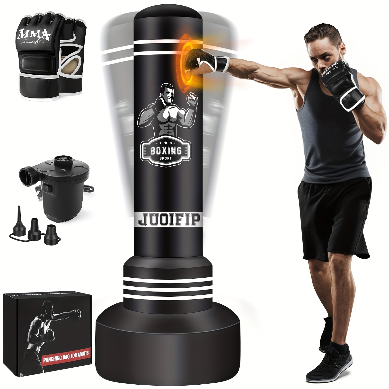 heavy duty punching bag with stand adult and youth 70 freestanding punching bag with mma gloves and electric air pump kickboxing training equipment bag for mens training thai fitness for karate